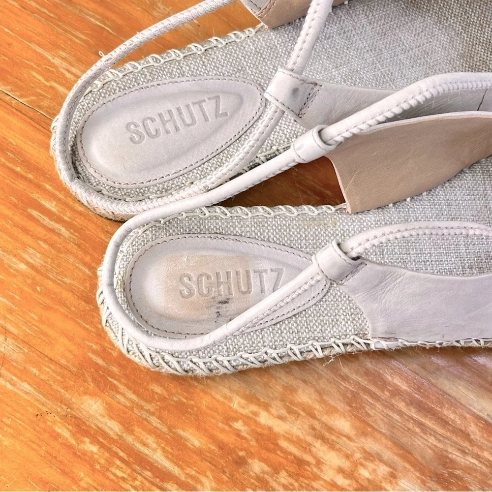 Schutz Liba Ankle-Tie Leather Espadrille Flats